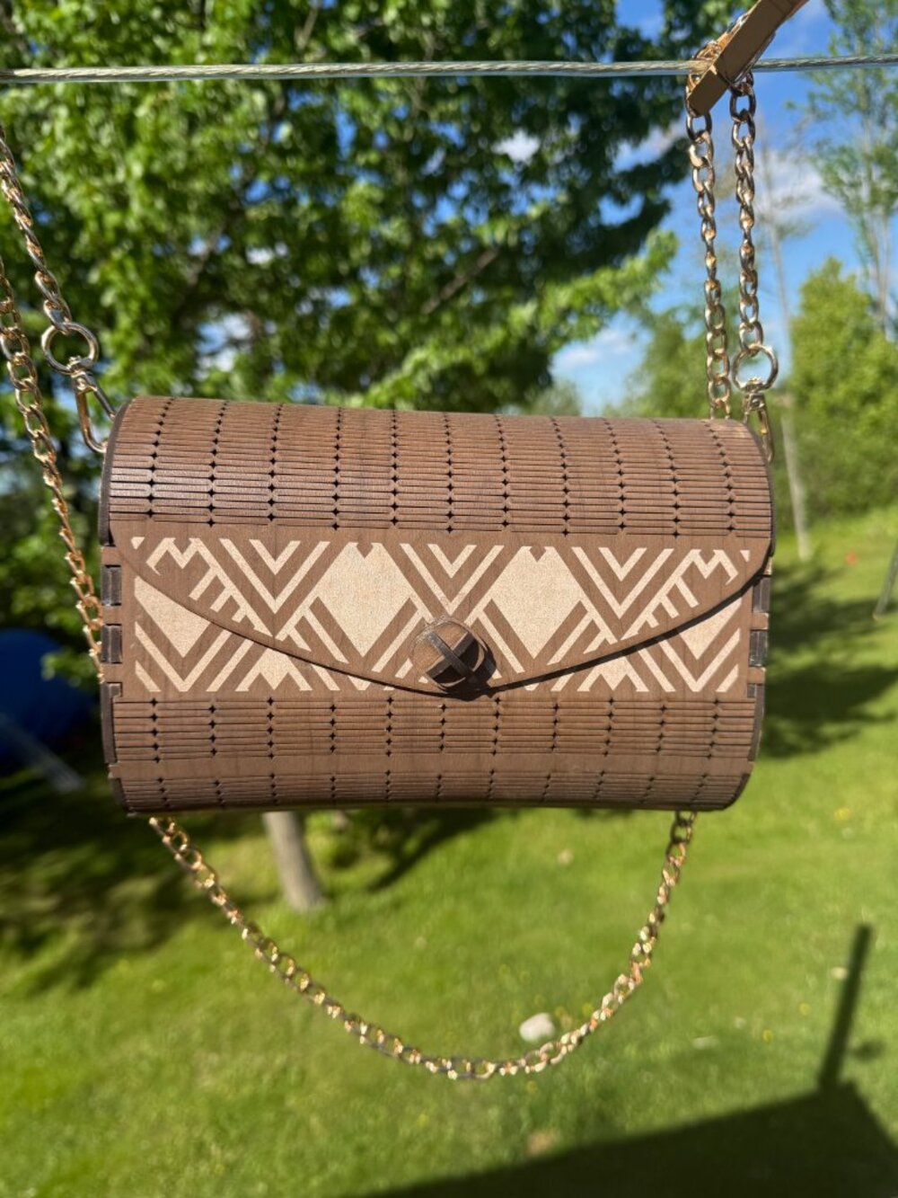NWOT Novelty Wooden Purse/Crossbody Bag